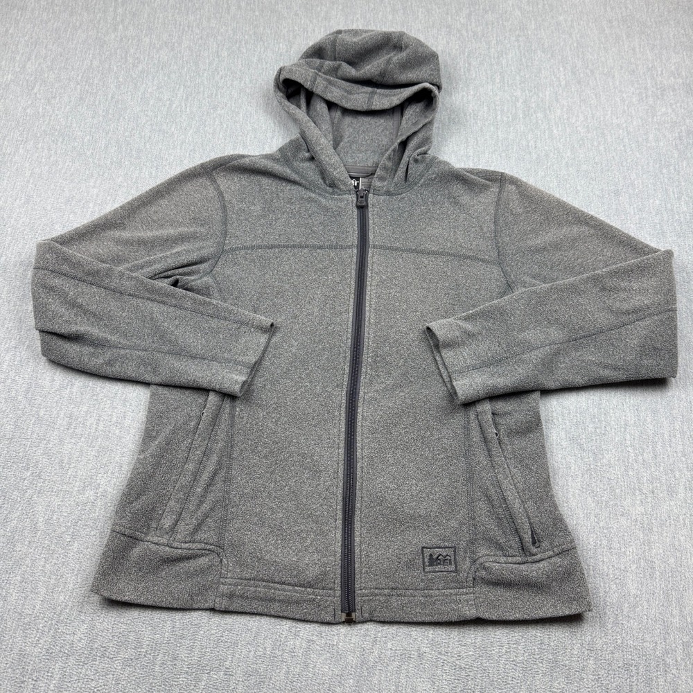 REI Jacket Womens Small Gray Fleece Full Zip Stretch Outdoor Hiking Coat